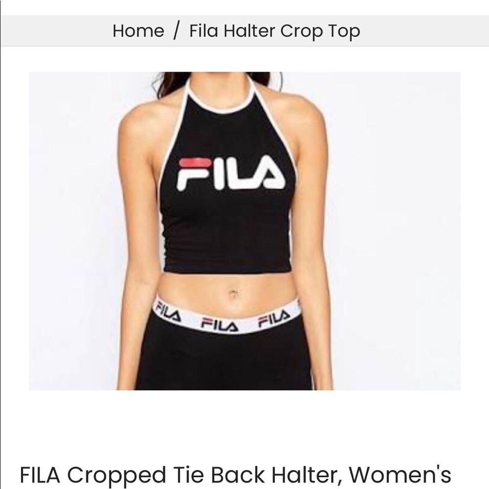 FILA Cropped black Tie Back Halter, Women's-medium (no tag)